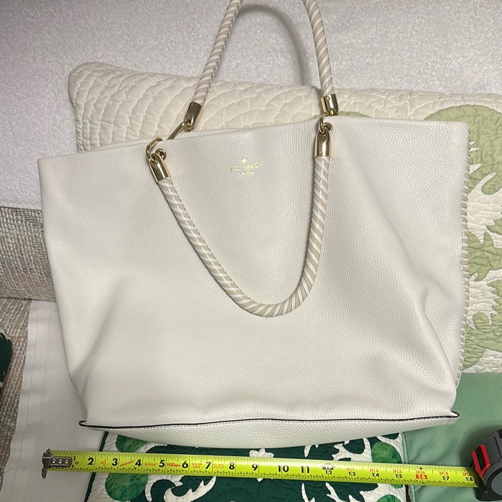 Another good deal Elegant Kate Spade White Leather Tote Bag